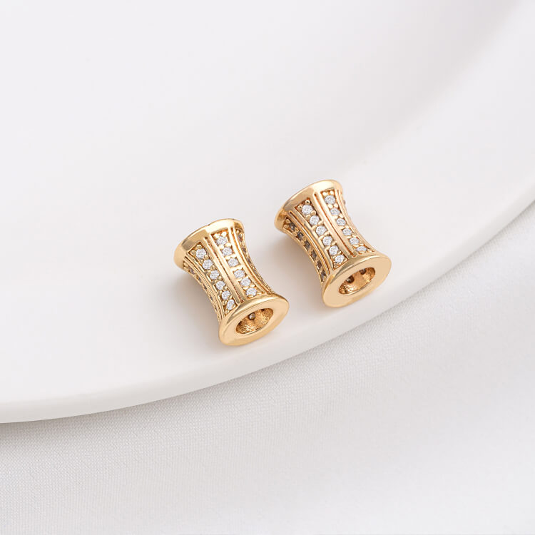 14K gold-plated micro-inlaid zircon wheel spacer with large hole