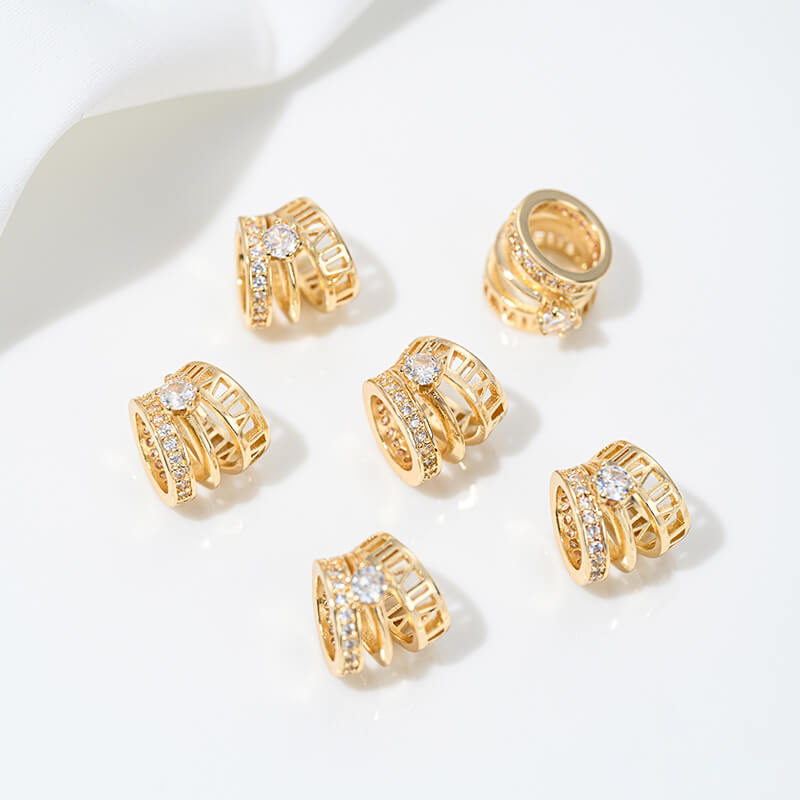14K gold-plated zircon spacer beads