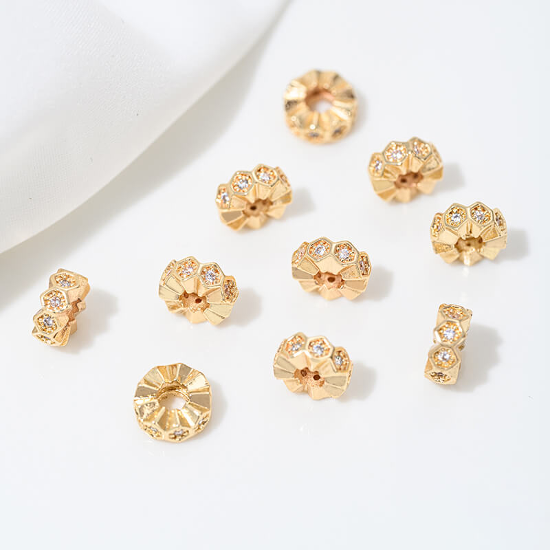 14k gold-plated snowflake spacer beads