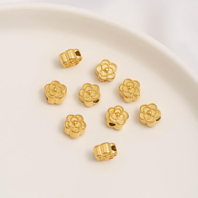 Gold Pumpkin Beads Lantern Beads Fu Zi Hui Pattern Transfer Beads Small Fish Peach Blossom Through Hole Beads