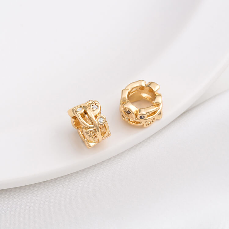 14K gold-plated micro-inlaid zircon wheel spacer with large hole
