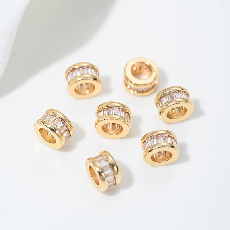 14K gold-plated zircon spacer beads