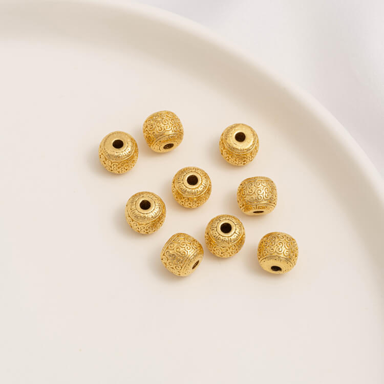 Gold Pumpkin Beads Lantern Beads Fu Zi Hui Pattern Transfer Beads Small Fish Peach Blossom Through Hole Beads