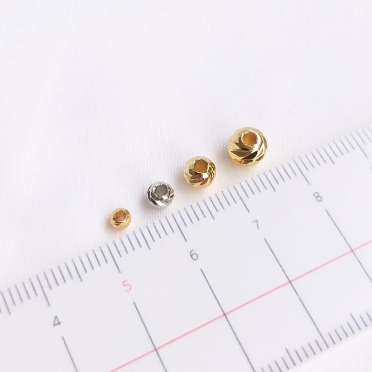18k gold-platinum rose gold cross-cut flower melon pattern round beads 10 pieces