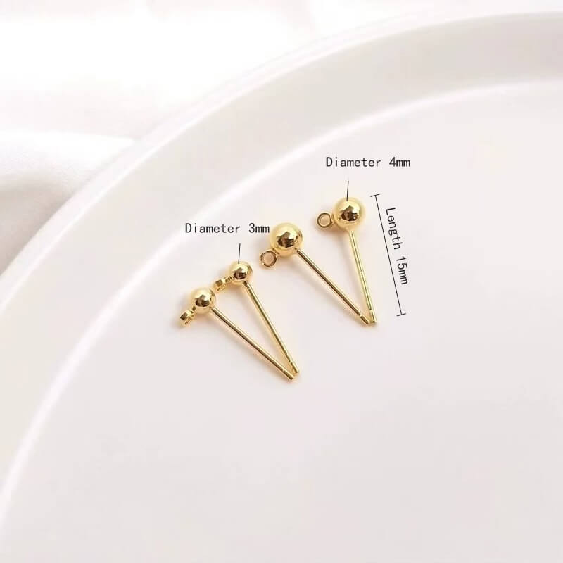 S925 sterling silver plated 18K14K light gold with hanging ring and bean earrings
