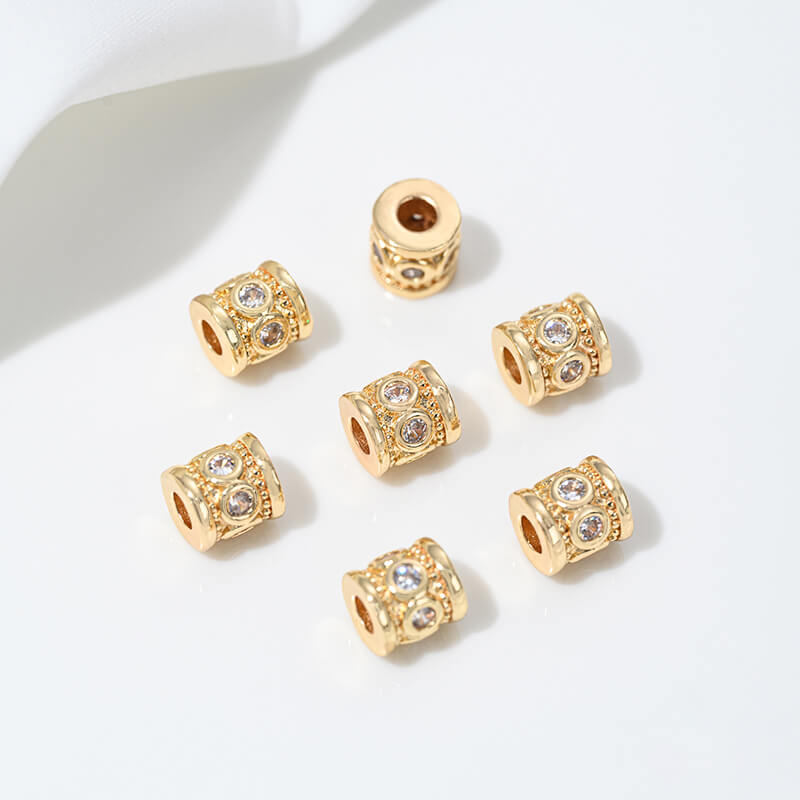 14K gold-plated zircon spacer beads