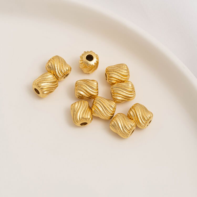 Gold Pumpkin Beads Lantern Beads Fu Zi Hui Pattern Transfer Beads Small Fish Peach Blossom Through Hole Beads
