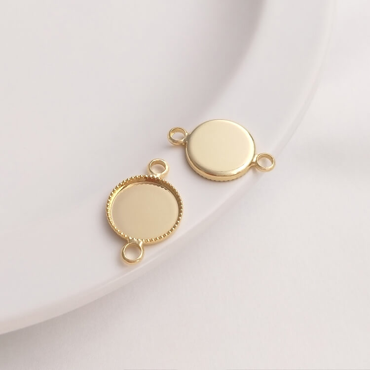 Beadable Frame,Color-preserving gold-plated round oval ring tray with double or single hanging