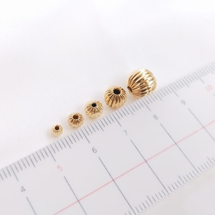 14K gold-plated lantern beads, watermelon beads, pumpkin pattern beads