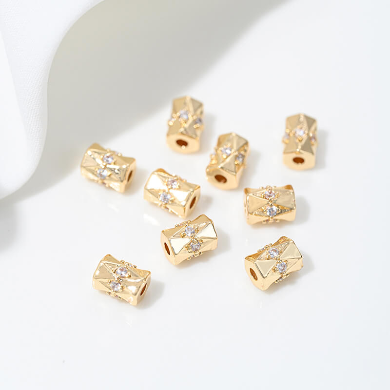 14K gold-plated zircon spacer beads