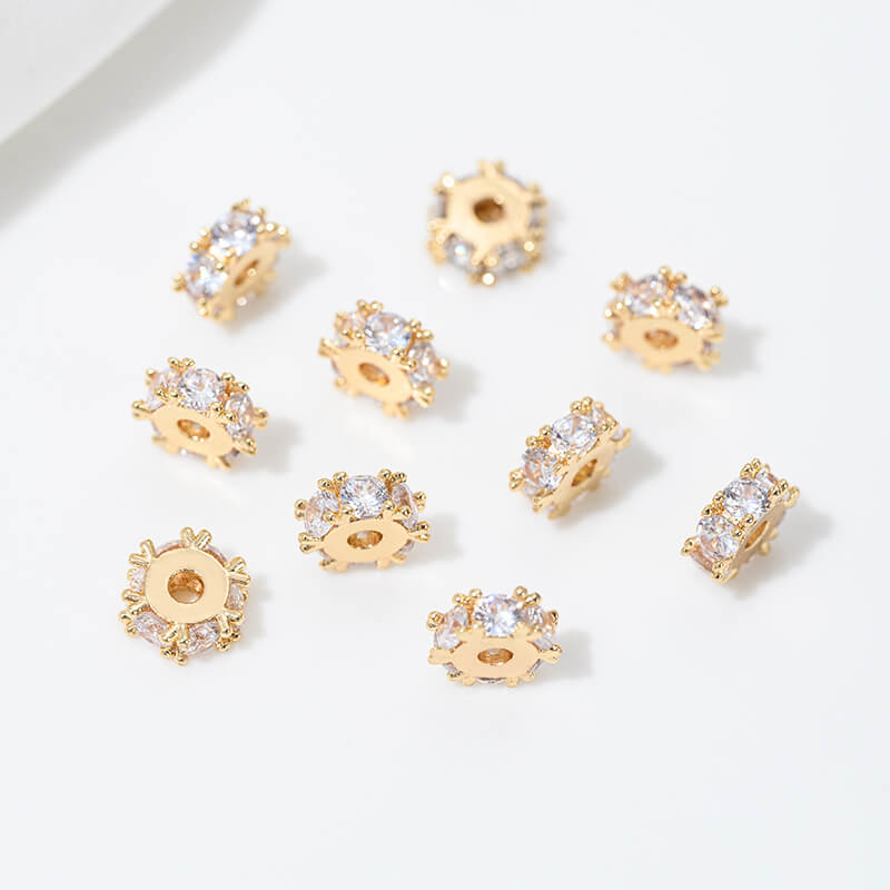 14k gold-plated snowflake spacer beads