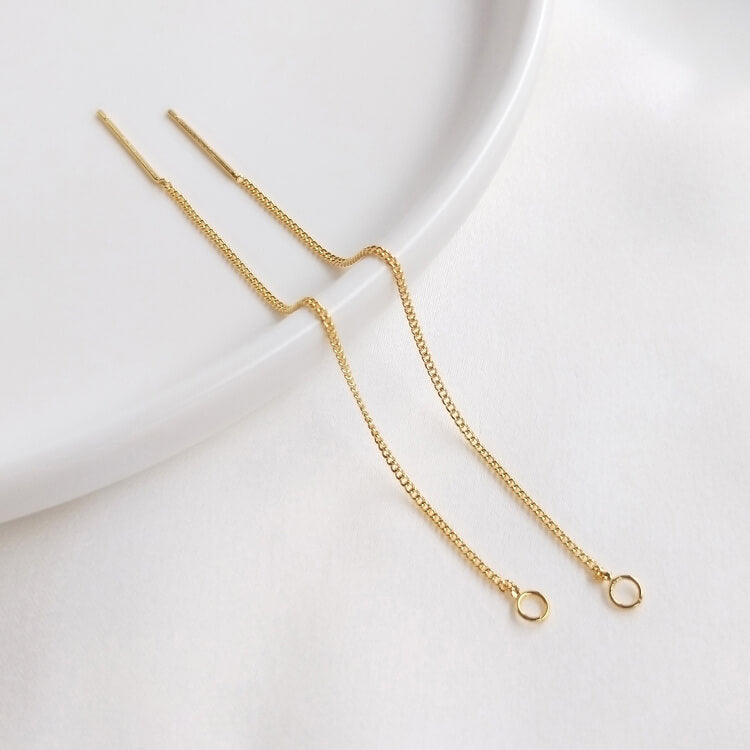 Earring Findings – 18K Gold Plated Copper Ear Wires, Rose & White Gold Threader Chains with Pins, Loops, and Open Rings for DIY Tassel Earrings