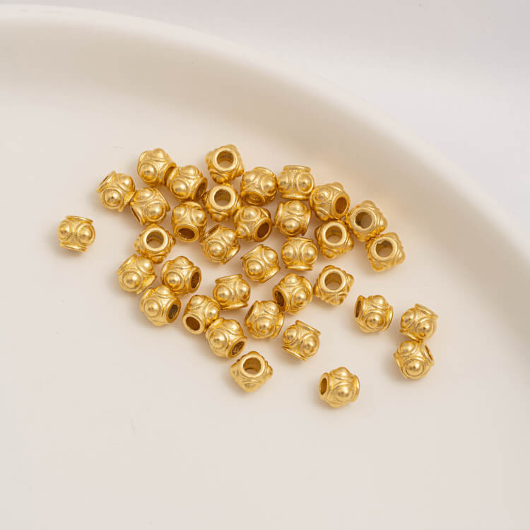 Gold Pumpkin Beads Lantern Beads Fu Zi Hui Pattern Transfer Beads Small Fish Peach Blossom Through Hole Beads