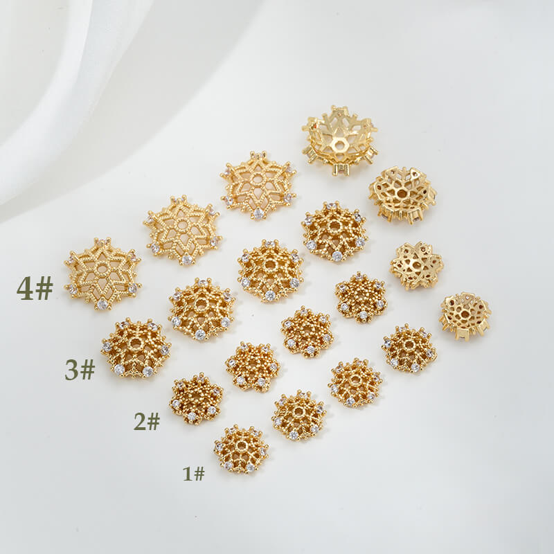 Inlaid with zircon snowflakes, daisy and plum blossoms, small bead holders