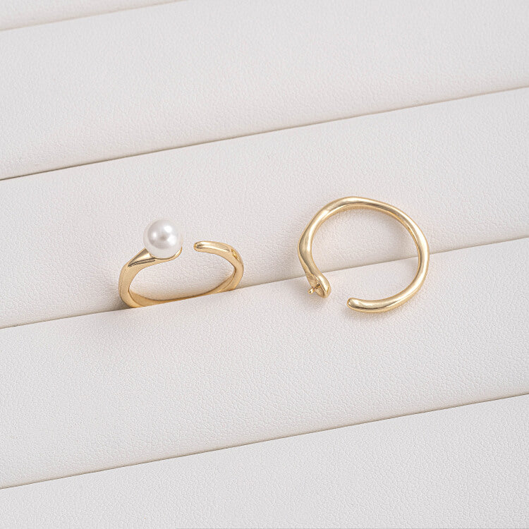 14K gold-plated rose tulip abstract leaf bead support ring