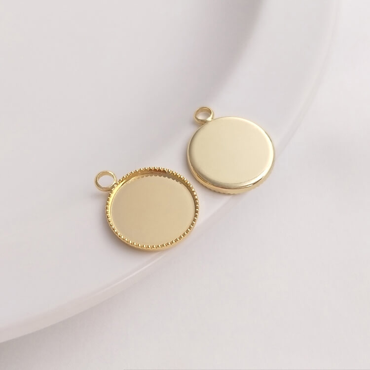 Beadable Frame,Color-preserving gold-plated round oval ring tray with double or single hanging