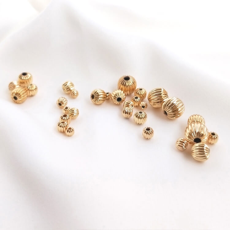 14K gold-plated lantern beads, watermelon beads, pumpkin pattern beads