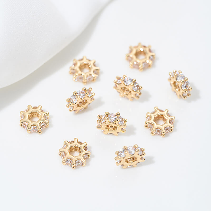 14k gold-plated snowflake spacer beads