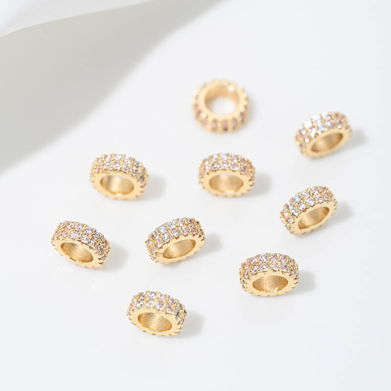 14K gold-plated zircon spacer beads
