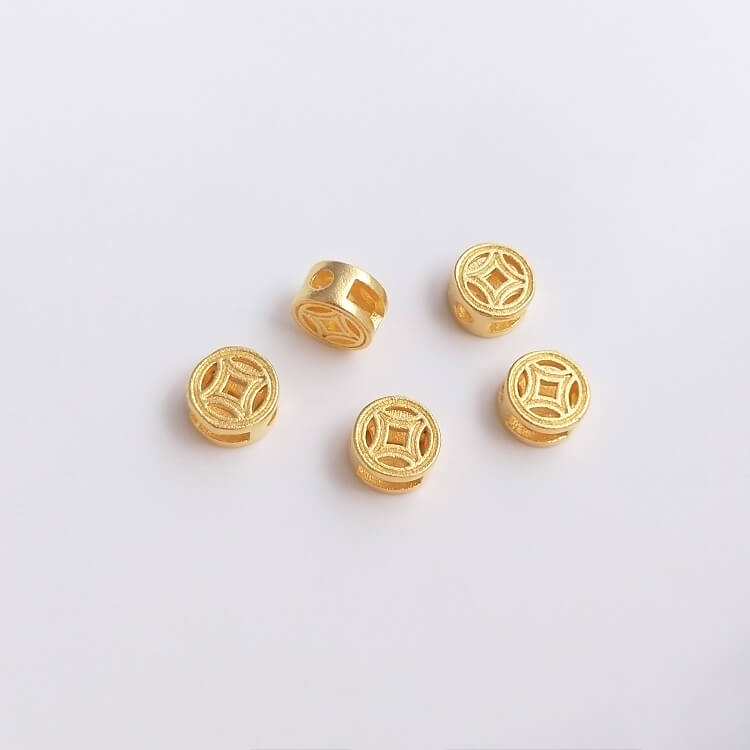 Gold pendant hollow carved spacer beads blessing word lantern flower ball