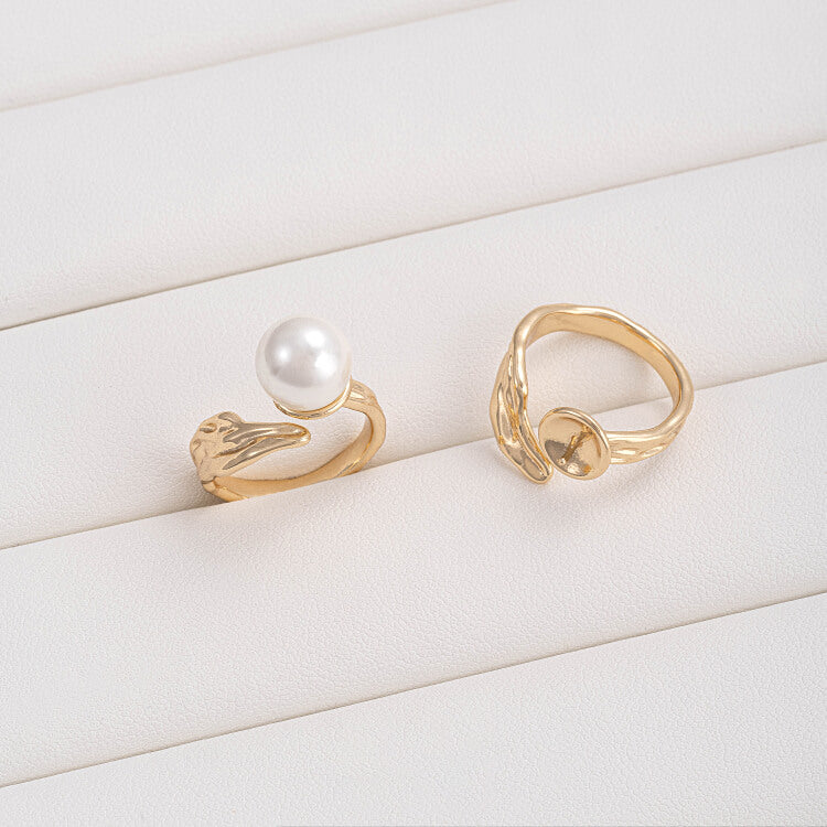 14K gold-plated rose tulip abstract leaf bead support ring