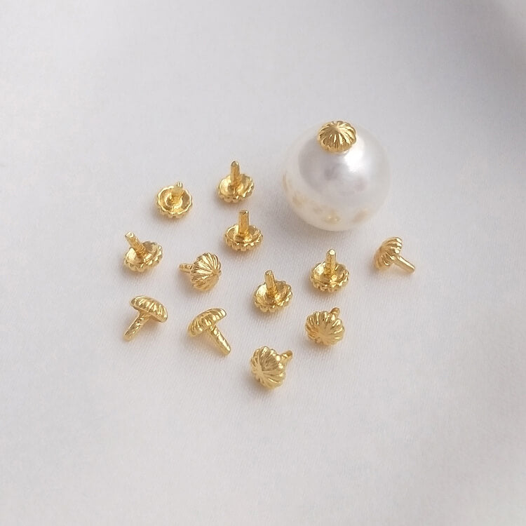 14k gold-plated flower-shaped bead plugs for pearl holes