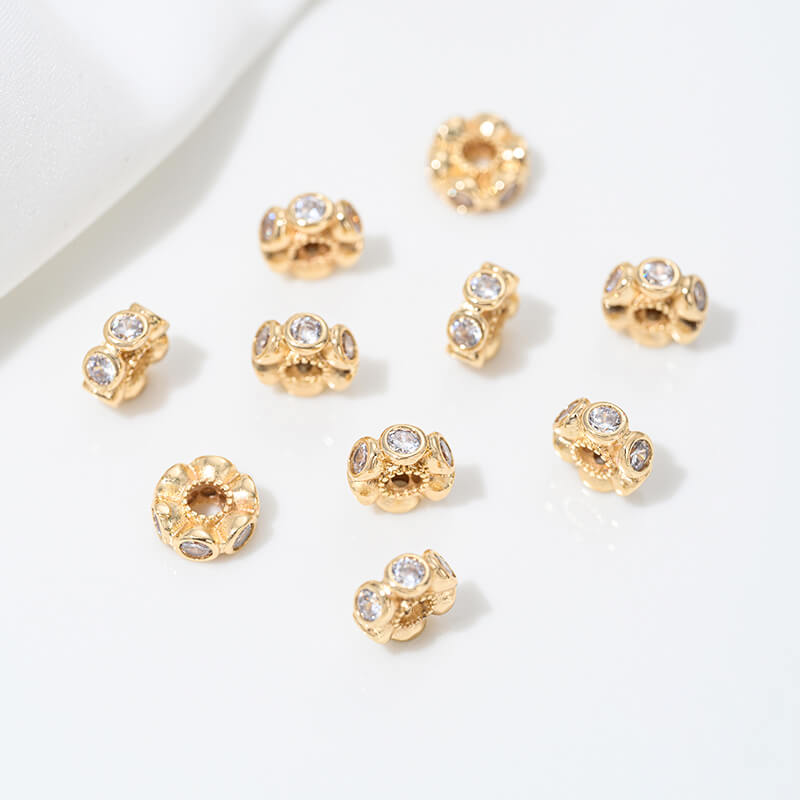 14k gold-plated snowflake spacer beads