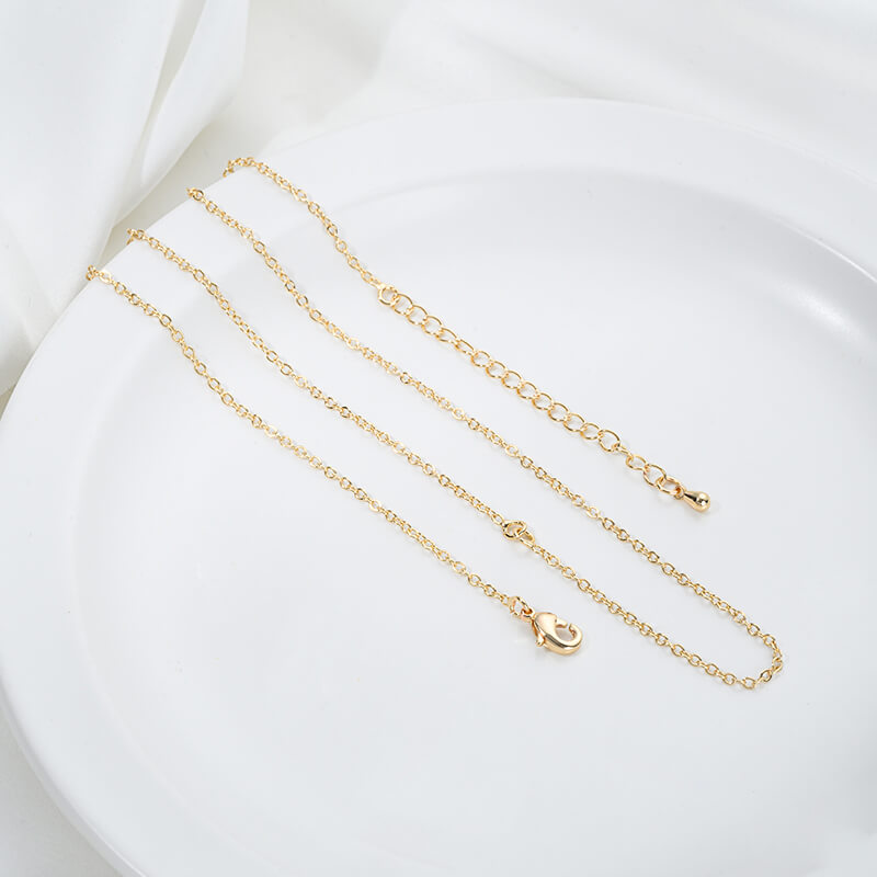 Finished Bare Necklace Chain with Extender – Box and O Link Cable Chain, Adjustable Double Loop Connector for Pendants (1 Pc)