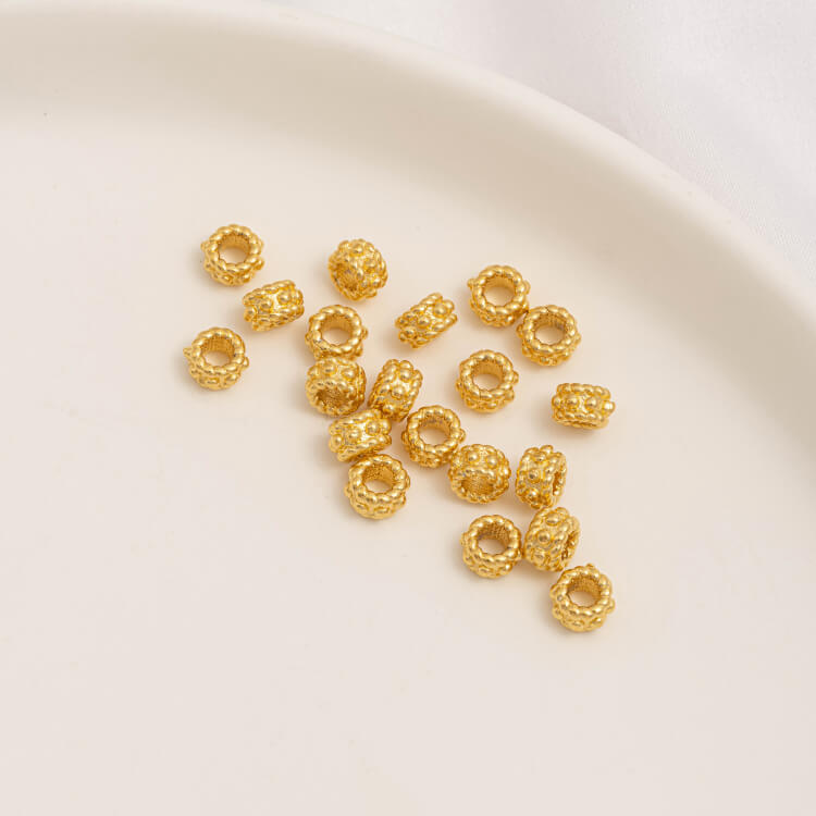 Gold Pumpkin Beads Lantern Beads Fu Zi Hui Pattern Transfer Beads Small Fish Peach Blossom Through Hole Beads