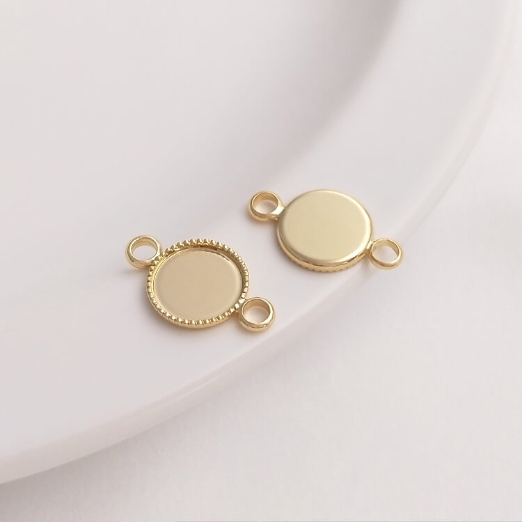 Beadable Frame,Color-preserving gold-plated round oval ring tray with double or single hanging