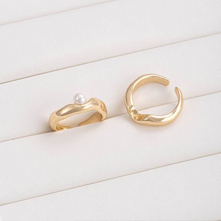 14K gold-plated rose tulip abstract leaf bead support ring