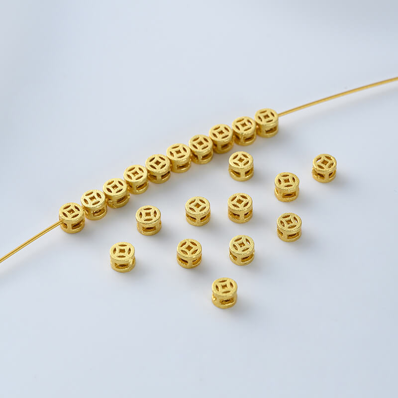 Copper plated gold shaped lucky copper coin spacer beads