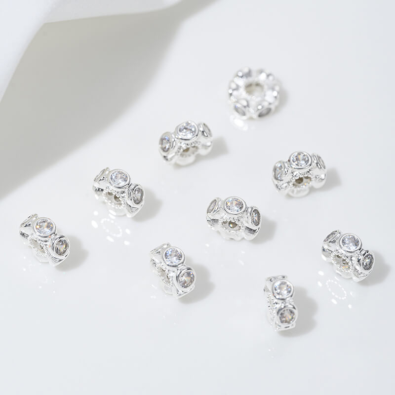 Copper plated sterling silver snowflake spacer thick silver spacer beads