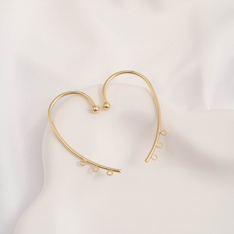 Ear Cuffs, 14k Gold Plated Multi Loop No Piercing Earring Connectors for DIY Tassel Jewelry