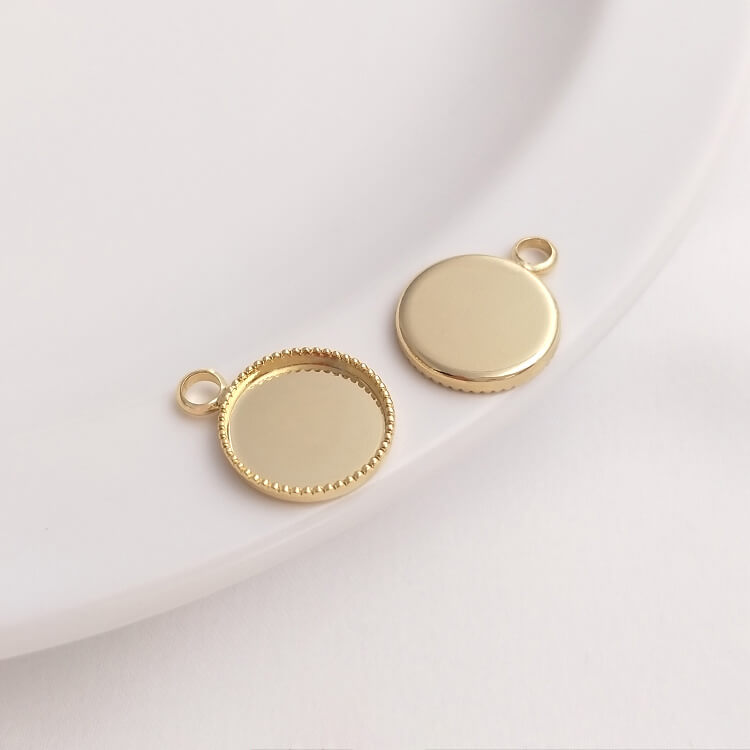 Beadable Frame,Color-preserving gold-plated round oval ring tray with double or single hanging