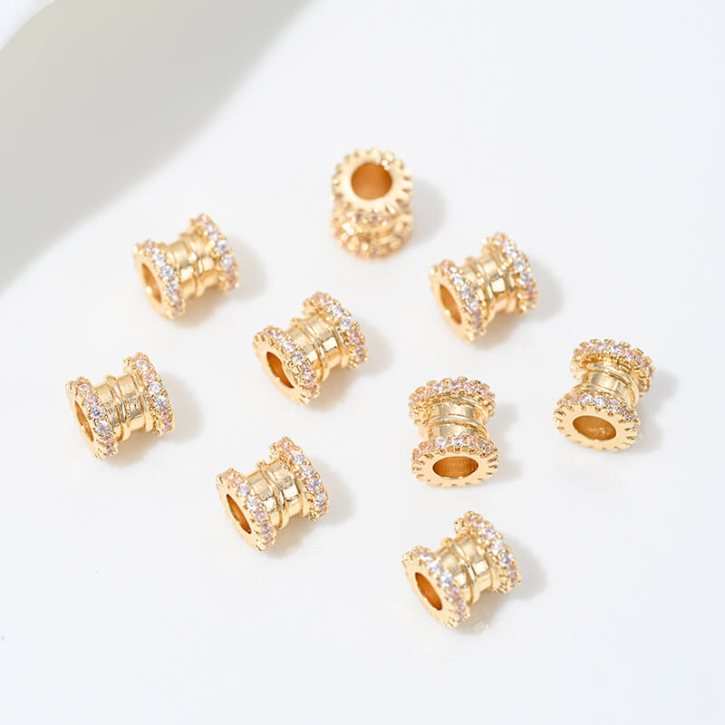 14K gold-plated zircon spacer beads