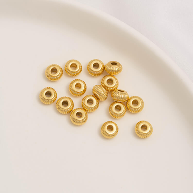 Gold Pumpkin Beads Lantern Beads Fu Zi Hui Pattern Transfer Beads Small Fish Peach Blossom Through Hole Beads