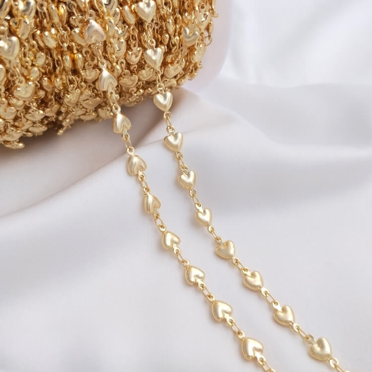 Pure copper hollow flower-shaped heart-shaped chain bean loose chain