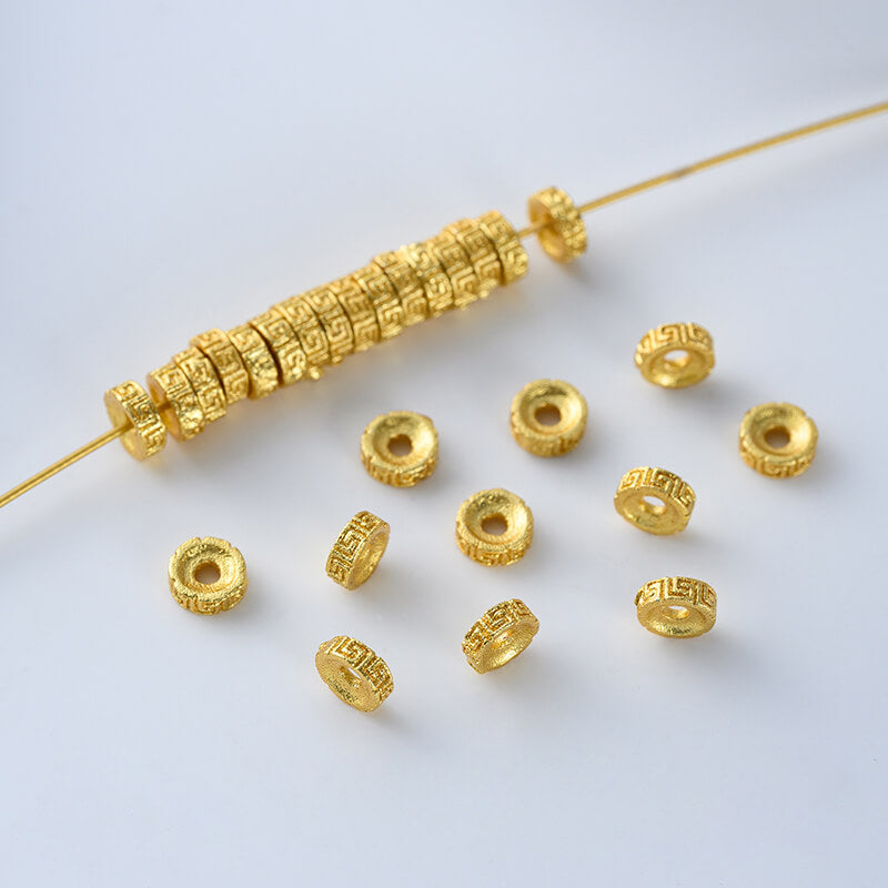 Copper plated gold shaped lucky copper coin spacer beads