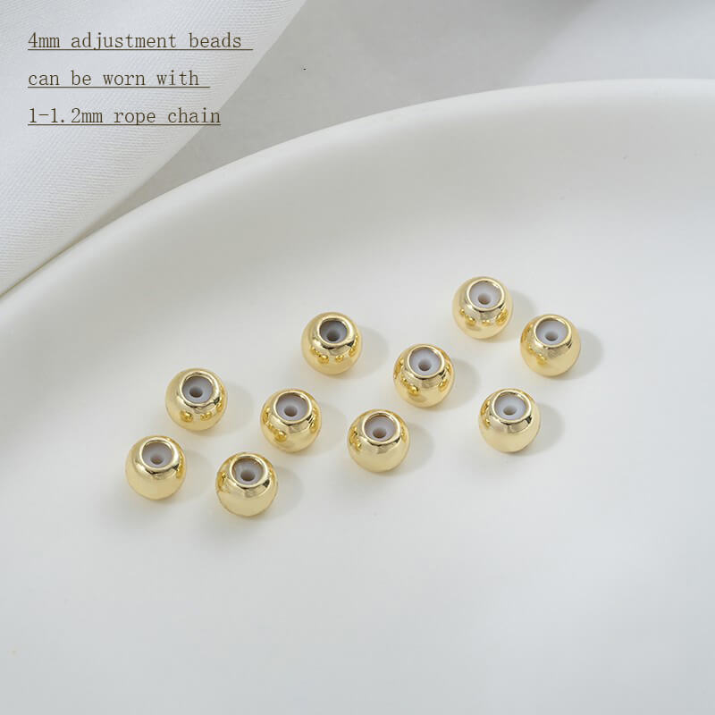 18K real gold 14K light gold platinum silicone positioning adjustment beads,no hanging glue beads