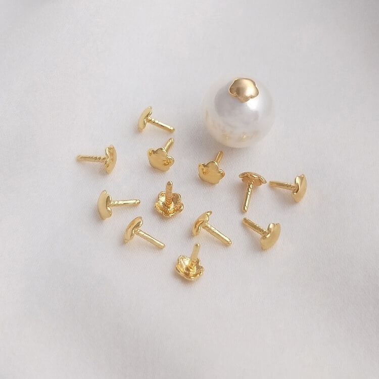 14k gold-plated flower-shaped bead plugs for pearl holes