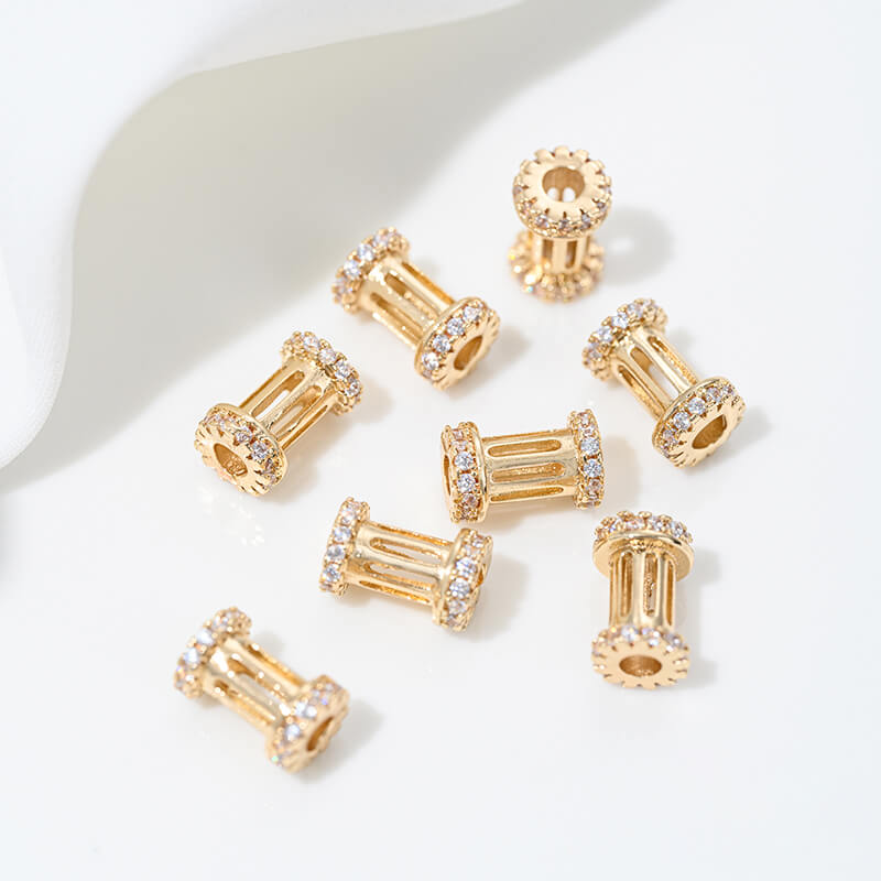 14K gold-plated zircon spacer beads