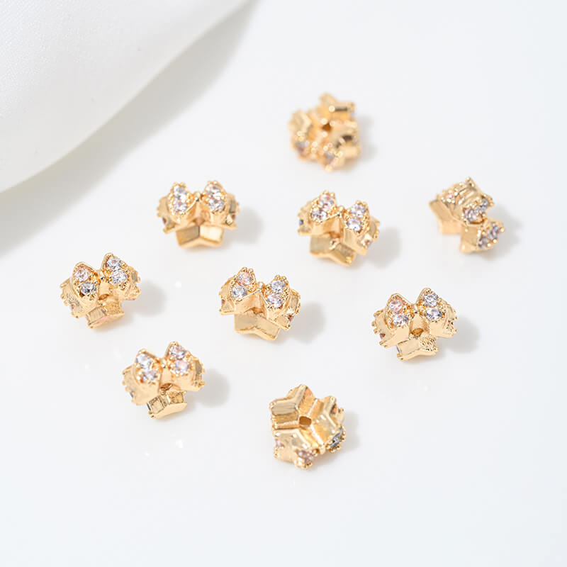 14k gold-plated snowflake spacer beads