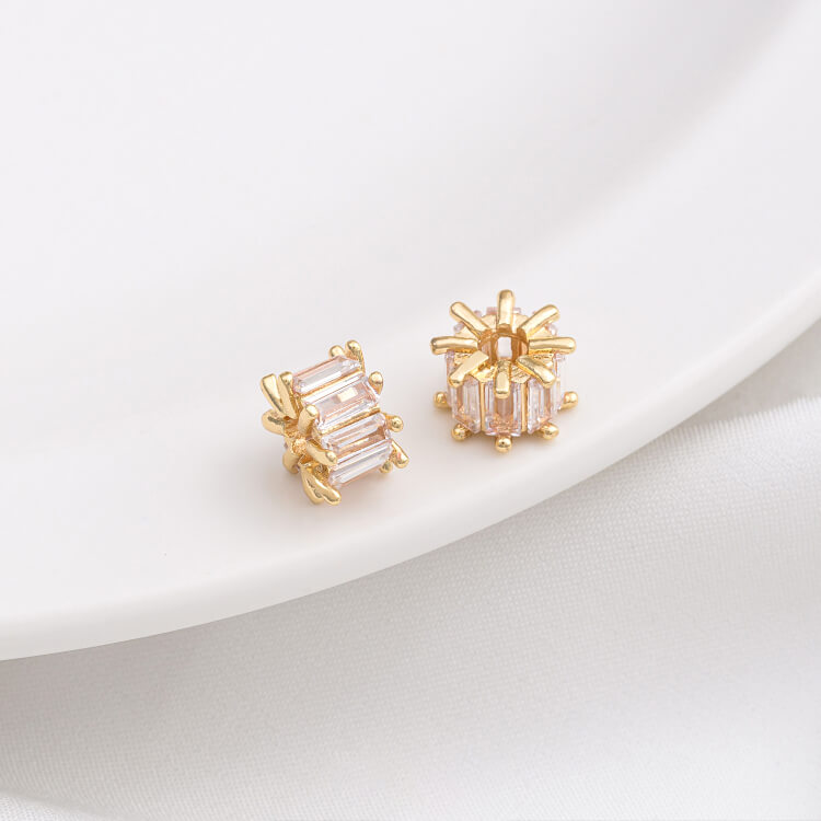 14K gold-plated micro-inlaid zircon wheel spacer with large hole