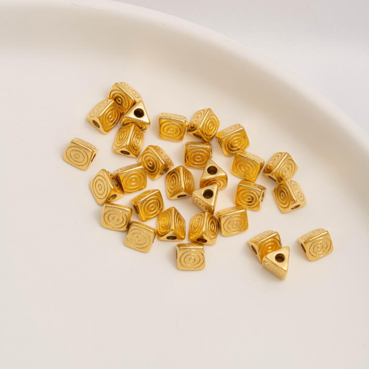 Gold Pumpkin Beads Lantern Beads Fu Zi Hui Pattern Transfer Beads Small Fish Peach Blossom Through Hole Beads