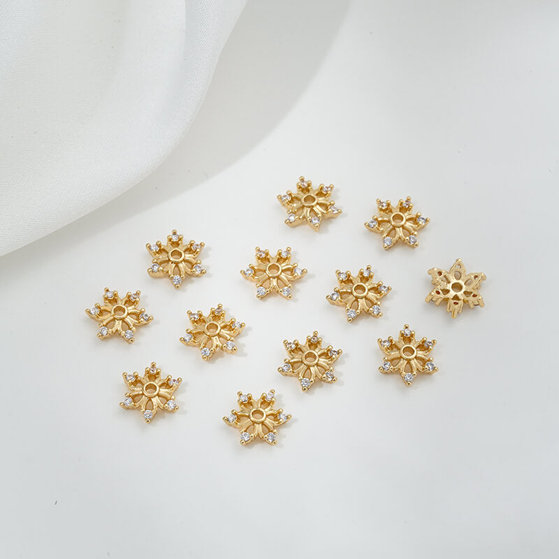 Inlaid with zircon snowflakes, daisy and plum blossoms, small bead holders
