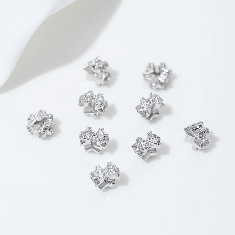 Platinum inlaid zircon snowflake spacer beads