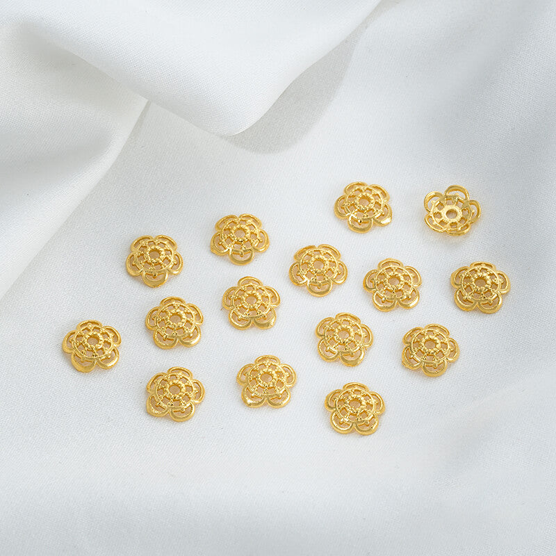 Sand gold flower holder with beaded double-sided flower holder