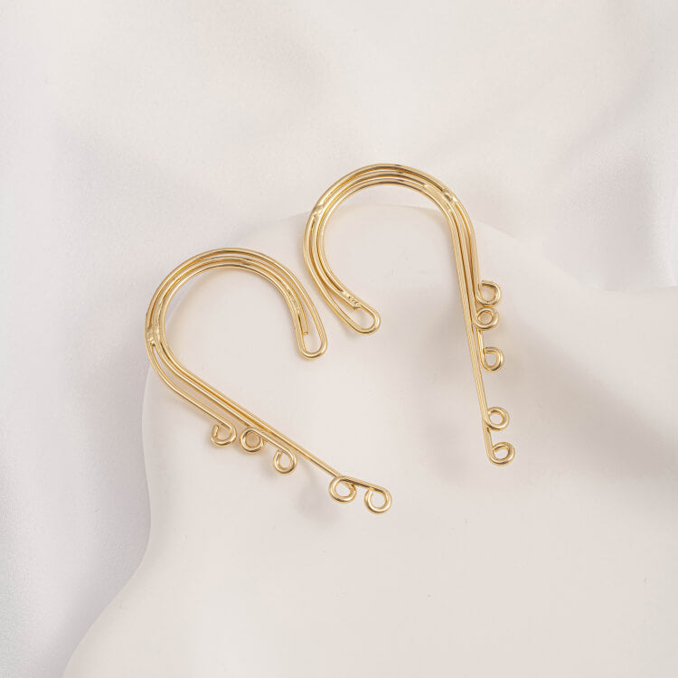 Ear Cuffs, 14k Gold Plated Multi Loop No Piercing Earring Connectors for DIY Tassel Jewelry