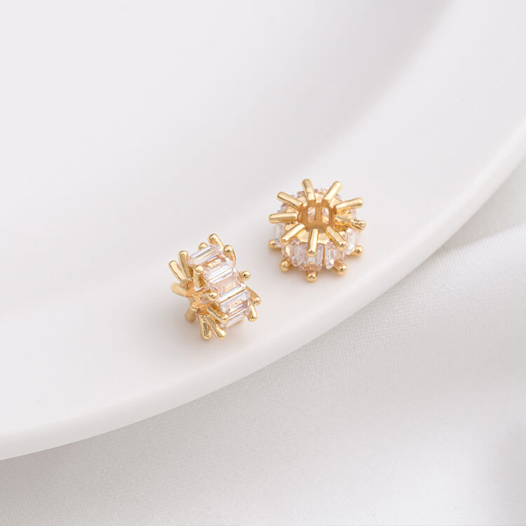 14K gold-plated micro-inlaid zircon wheel spacer with large hole